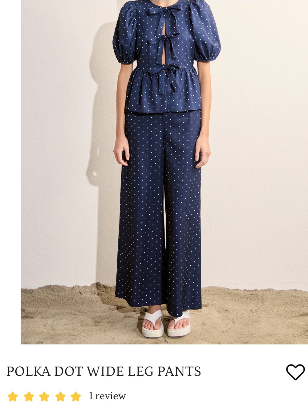 English Factory Navy Polka Dot Wide-Leg Pants